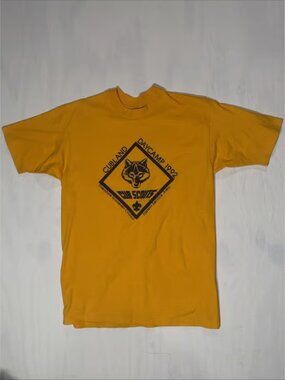 VINTAG Hanes KIDS CUB SCOUTS YELLOW T SHIRT SIZE Large